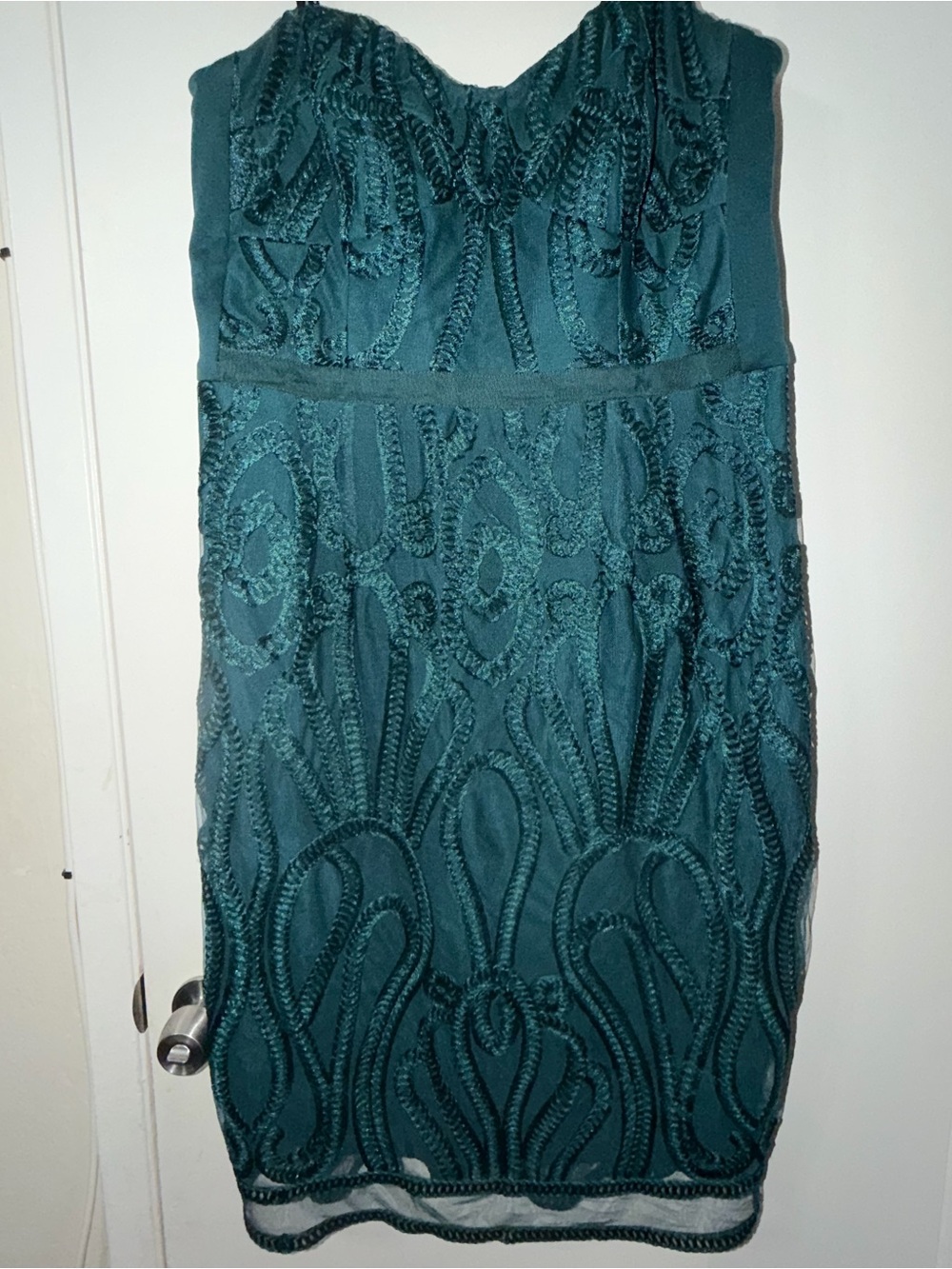 City Chic Strapless Teal Embroidered Midi Dress
